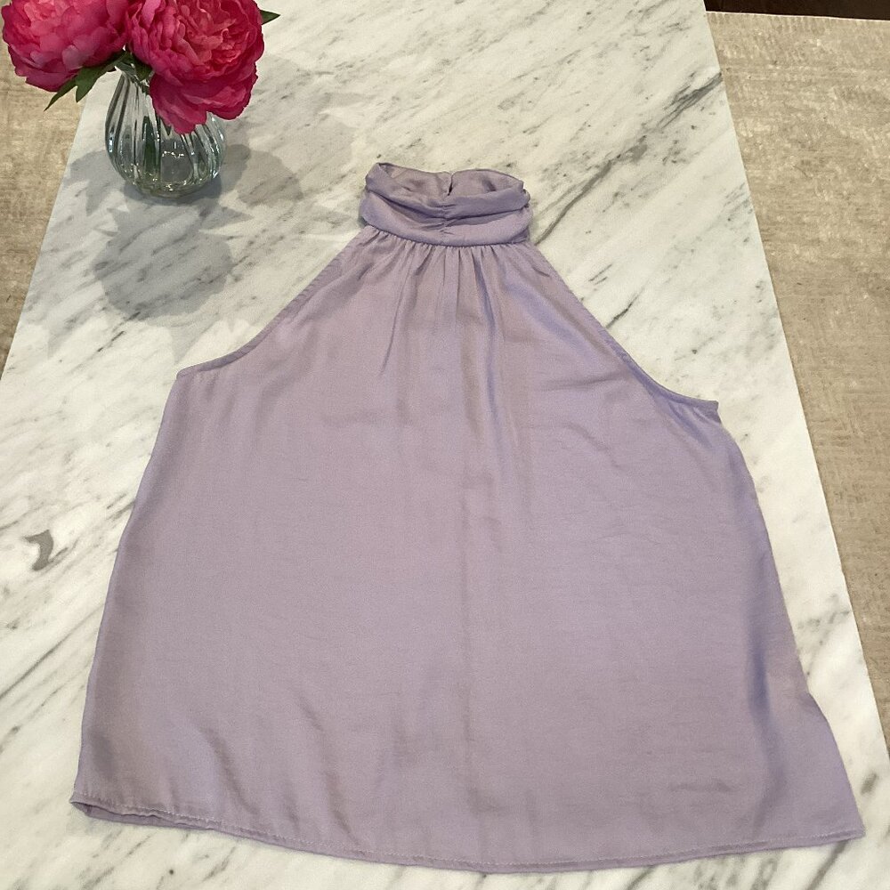 Lavender Silky High Neck Halter-style Blouse - Small